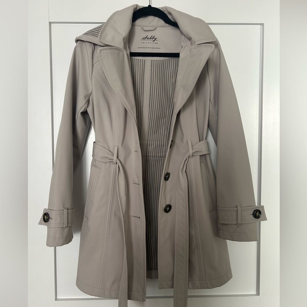 Sebby collection hooded trench coat